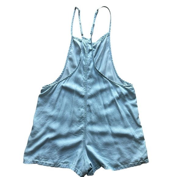 Aerie Women’s S/P Blue Chambray Bib Shortalls Overall Jumper Romper Playsuit - Picture 2 of 11